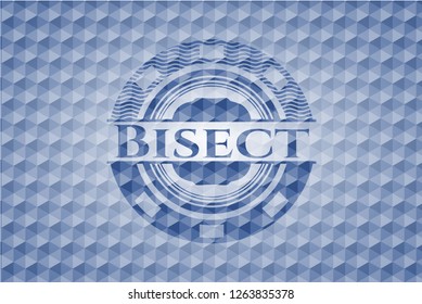 Bisect blue hexagon emblem.