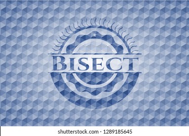 Bisect blue polygonal emblem.