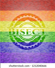 Bisect on mosaic background with the colors of the LGBT flag