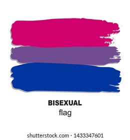 Bisehual pride flag isolated on white background. Gay pride symbol. Design element for banner, poster or leaflet. Grunge style.