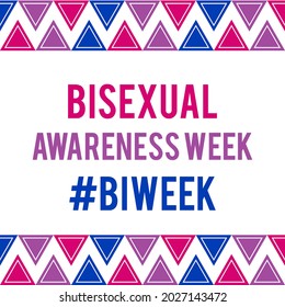 Bisexual Awareness Week typography poster. LGBT community event celebrate on September. Vector template for banner, sign, logo design, card, etc.