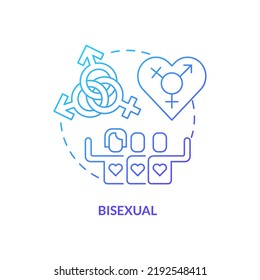 Bisexual blue gradient concept icon. Sexual attraction to both males and females. LGBT member abstract idea thin line illustration. Isolated outline drawing. Myriad Pro-Bold fonts used