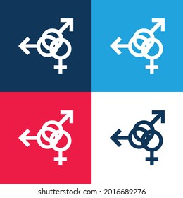 Bisexual azul y rojo cuatro colores conjunto de iconos mínimo