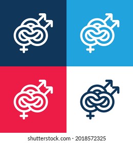 Bisexual blue and red four color minimal icon set