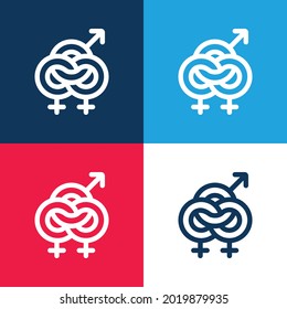 Bisexual blue and red four color minimal icon set