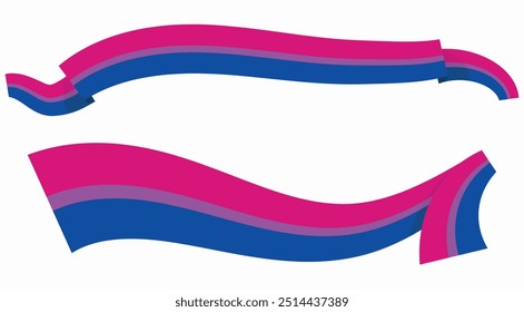 Conjunto de fitas onduladas de cores bissexuais. Bi Pride Vetor. Forma De Design Listrada. Comunidade. Visibilidade. Bandeira.