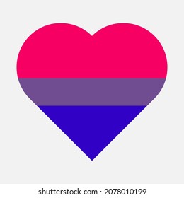Icono de vector del corazón de la bandera bisexual
