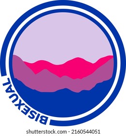 Bisexual flag with mountain pattern. Hills with pride colors