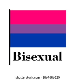 Bisexual flag on white background, sign for design, vector illustration
