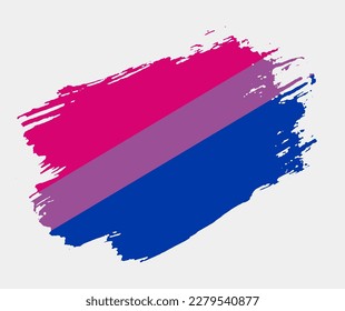 Bisexual Flag painted with brush on white background. LGBT rights concept. Modern pride parades poster. Vector illustration