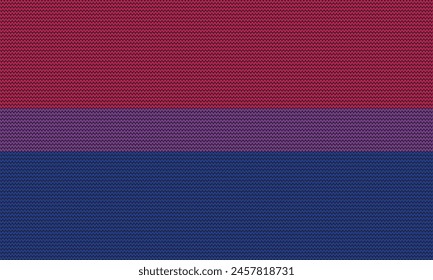 Bisexual Flag.The pink symbolizes attraction to the same gender, while the blue represents attraction to a different gender. The purple represents attraction to two or more genders.