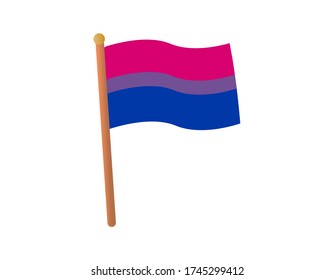 Bisexual flag. The flag symbolizes the bisexual attraction to both genders, the elements of design. Flat illustration. Stock vector illustration on a white isolated background.