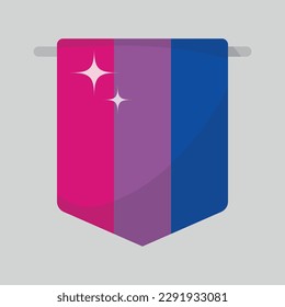 Ilustración vectorial de la bandera bisexual. Icono colorido de la bandera a rayas. Ilustración del mes del orgullo. Ilustración de material vectorial