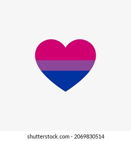 Bandera bisexual con fondo blanco. Icono de bandera con forma de corazón.