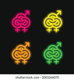 Bisexual four color glowing neon vector icon