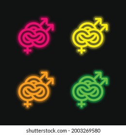 Bisexual four color glowing neon vector icon