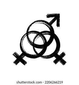 Bisexual Gender Symbol. Black Ink