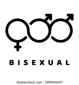icono de glifo vector relacionado con símbolo de género bisexual. Aislado sobre fondo blanco. Ilustración vectorial.