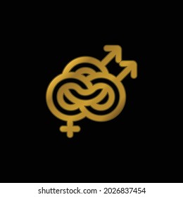 Bisexual gold plated metalic icon or logo vector