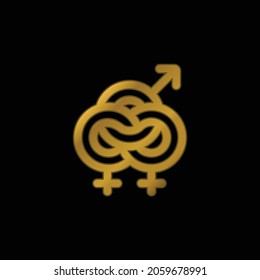 Bisexual gold plated metalic icon or logo vector