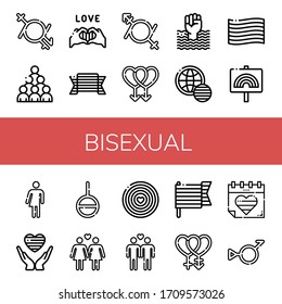conjunto de iconos bisexuales. Colección de fluidos de género, Día del Orgullo Mundial, Orgullo, Gay, Bigénero, Gente, Iconos Lésbicos, Bisexuales