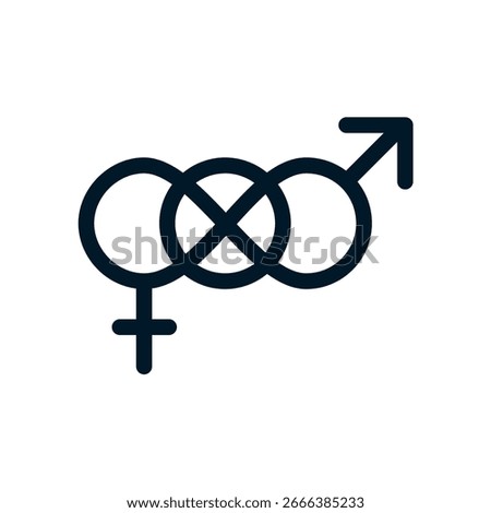 Bisexual icon, Vector logo sign, Illustration, shape, design, UX UI icon, editable eps