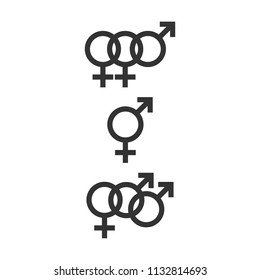Bisexual icons set. Vector illustration, flat design.