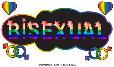 Bisexual - inscription in rainbow letters, LGBT concept