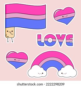 Bisexual, LGBT flag, rainbow, love, hearts, kawai cute items.