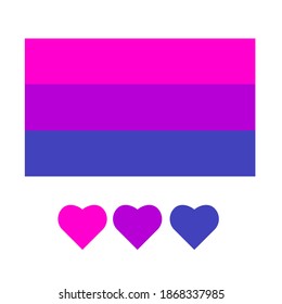 Bandera del orgullo del movimiento Bisexual y LGBTQ+. Fondo del indicador de bits con franjas horizontales. Concepto de comunidad bisexual y lgbt, familia y derechos. Ilustración vectorial de poblaciones aisladas planas Eps 10.
