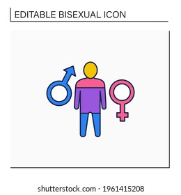 Bisexual line icon. Persone behavior toward both males and females, Self-acceptance. Sexual equal. LGBTQ community concept. Isolated vector illustration. Editable stroke