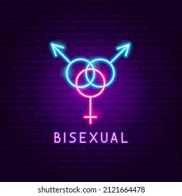Etiqueta de Neón Bisexual. Ilustración vectorial de la promoción del sexo.