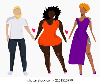 Bisexual people guy and girls vector illustration people