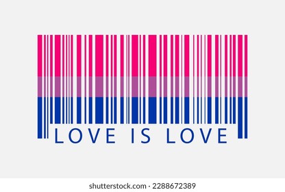 Bisexual pride barcode creative colorful artwork. Love is love