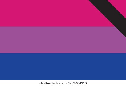Bisexual pride flag. Black Ribbon. Vector banner. Symbol of Bisexual. LGBTQ social movements. memorial day.