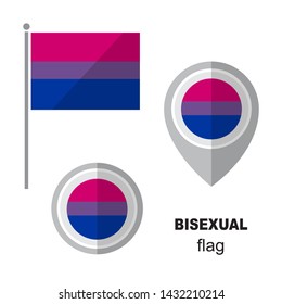 Bisexual pride flag and map pointer. Gay pride symbol. Design element for banner, poster or leaflet. Flat design.