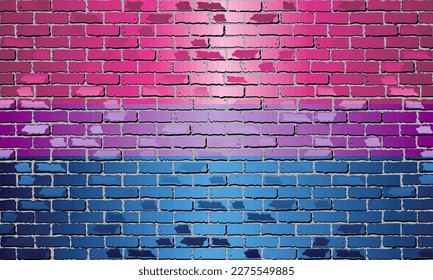 Bisexual Pride Flag on a brick wall - illustration