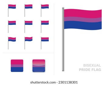 Bisexual Pride Flag Waving Animation App Icon Vector