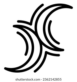 Bisexual Pride symbol line icon, LGBT concept, Bisexuality sign on white background, Double moon icon in outline style for mobile concept and web design. Vector graphics