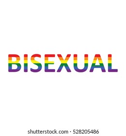 Bisexual: Rainbow color calligraphy on white background