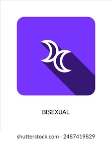Bisexual Sexual Orientation Identity Symbol Icon Sign with Colorful and Minimal Long Shadow. LGBT pride card template concept for social media carousel.