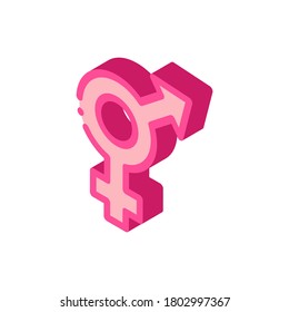 vector de icono de signo bisexual. signo bisexual isométrico. ilustración de símbolo aislado de color