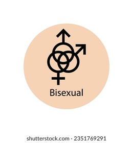 Icono de símbolo bisexual. Icono de género. signo vectorial aislado en la ilustración de fondo blanco para diseño gráfico y web.
