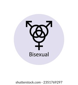 Bisexuelles Symbol. Geschlechtersymbol. Vektorsymbol einzeln auf weißem Hintergrund, Illustration für Grafik und Webdesign.