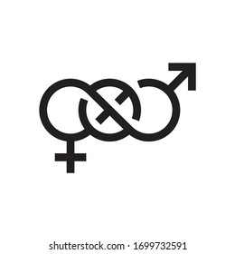 Bisexual Vector Symbol, Male And Female