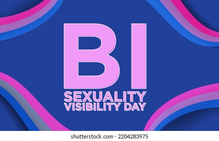 Bisexual Visibility Day Vibrant Lettering On Neon Lighting Background And Bi Pride Flag Ribbons In Corner. Celebrate Bisexuality, Celebrated On September 23. Vector Artwork Banner.