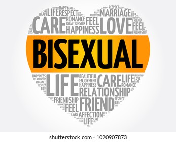 Bisexual word cloud collage, heart concept background