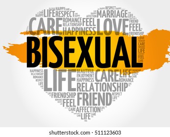 Bisexual word cloud collage, heart concept background