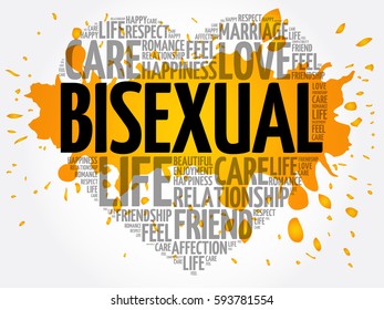 Bisexual word cloud collage, heart concept background