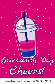 Bisexuality Day. Festive Design With Cup In Bisexual Flag Colors For Postcards, Websites, Print. Vector Illustration